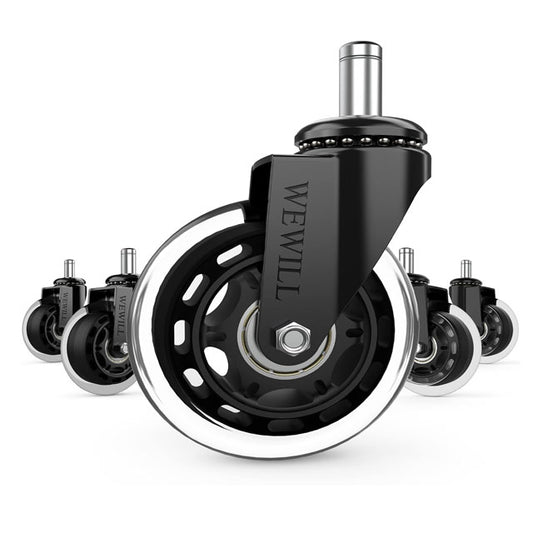 WEWILL Ultra Heavy-Duty Office Chair Replacement Wheels – Rubber Swivel Parquet Caster, 300kg Load Capacity, Compatible with Rollerblade &amp; IKEA Chairs