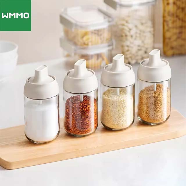 WMMO Spice Jar Set with Lid – Herb & Condiment Storage Tins with Spoon & Sealed Container for Seasonings