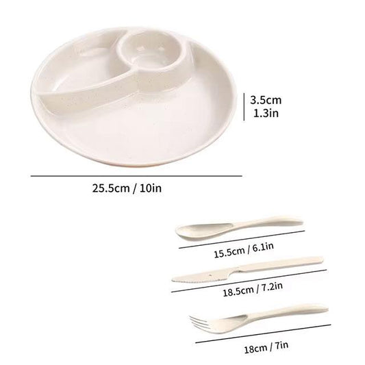 WORTHBUY Round Divided Dinner Plate – Microwave-Safe Plastic Food Tray for Fruit, Salad & Meals