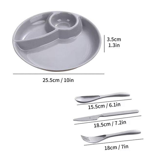 WORTHBUY Round Divided Dinner Plate – Microwave-Safe Plastic Food Tray for Fruit, Salad & Meals