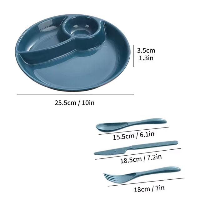 WORTHBUY Round Divided Dinner Plate – Microwave-Safe Plastic Food Tray for Fruit, Salad & Meals