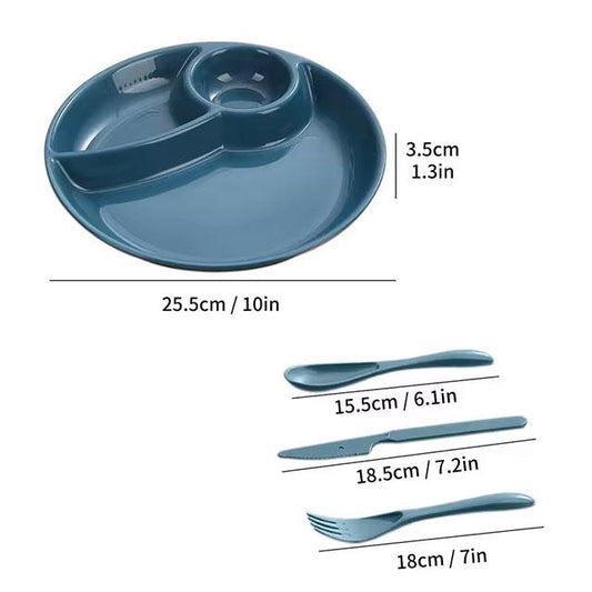 WORTHBUY Round Divided Dinner Plate – Microwave-Safe Plastic Food Tray for Fruit, Salad & Meals