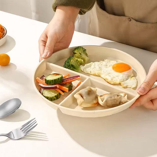 WORTHBUY Round Divided Dinner Plate – Microwave-Safe Plastic Food Tray for Fruit, Salad & Meals