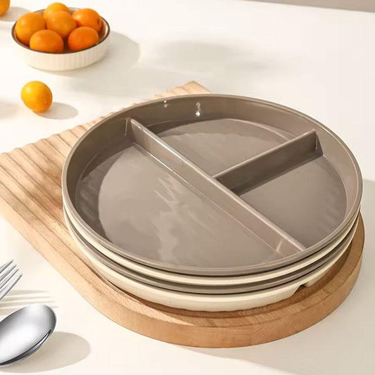 WORTHBUY Round Divided Dinner Plate – Microwave-Safe Plastic Food Tray for Fruit, Salad & Meals
