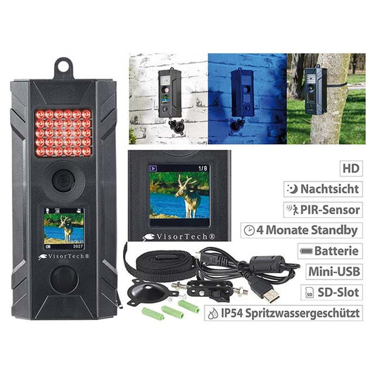 WOSPORTS Outdoor HD Surveillance &amp; Wildlife Camera - Night Vision, PIR Motion Detection, Color Display, IP54 Waterproof Animal Camera