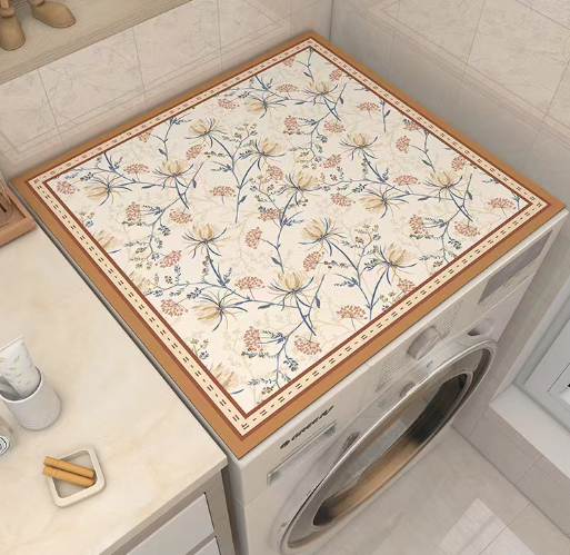 50*50CM Nordic Vintage Wind Washing Machine Dust Cover Home Nightstand Dust Mat Waterproof Mat Refrigerator Microwave Non-slip Mat