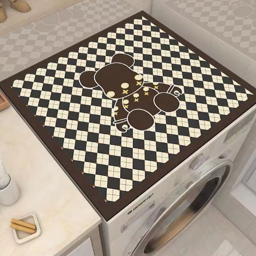 50*50CM Nordic Vintage Wind Washing Machine Dust Cover Home Nightstand Dust Mat Waterproof Mat Refrigerator Microwave Non-slip Mat