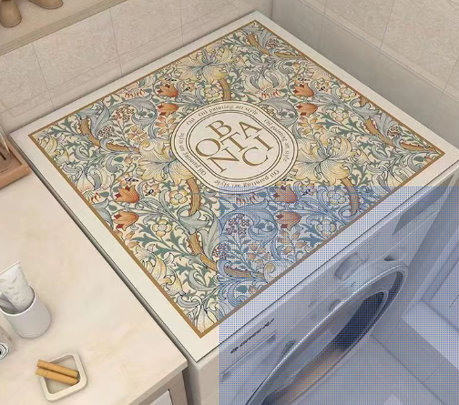 50*50CM Nordic Vintage Wind Washing Machine Dust Cover Home Nightstand Dust Mat Waterproof Mat Refrigerator Microwave Non-slip Mat
