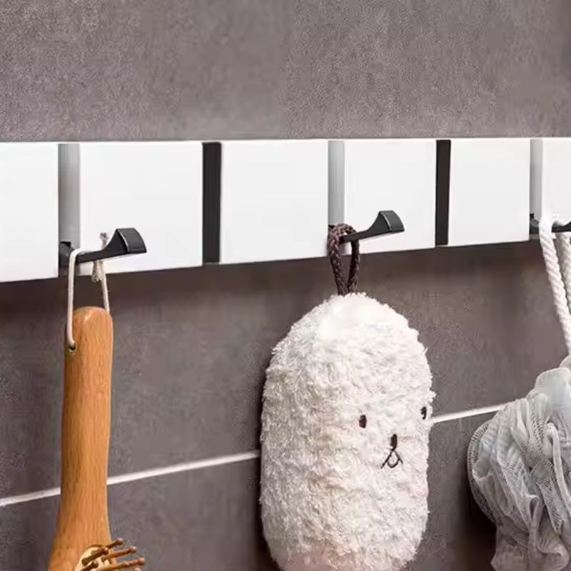Porte-clés mural et organisateur en bambou – Patère murale rectangulaire avec crochets – Support décoratif pour manteaux et entrée