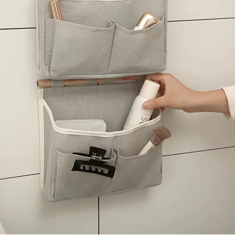Sac de Rangement Mural – Organisateur de Porte Imperméable pour Sous-vêtements et Articles Divers – Pochette de Rangement Suspendue Multi-Poches (Gris/Blanc/Noir)