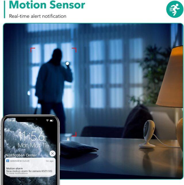 Wansview 1080P Wireless Home Security Camera K5 - 2K Video, Motion Alerts, Alexa Compatible