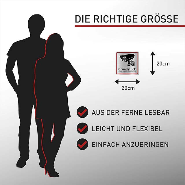 Warnhinweisschild Videoüberwachung – Robustes Metall-Schild aus gebürstetem Aluminium für maximale Sicherheit