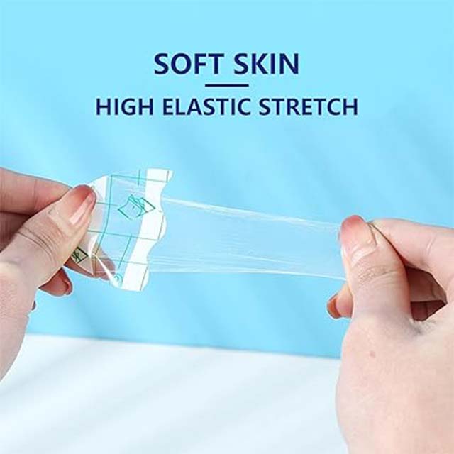 Waterproof Elastic Clear Adhesive Bandages – Transparent Ellipse Film Tapes for Swimming &amp; Shower Protection (1.7 x 2.6 Inch)