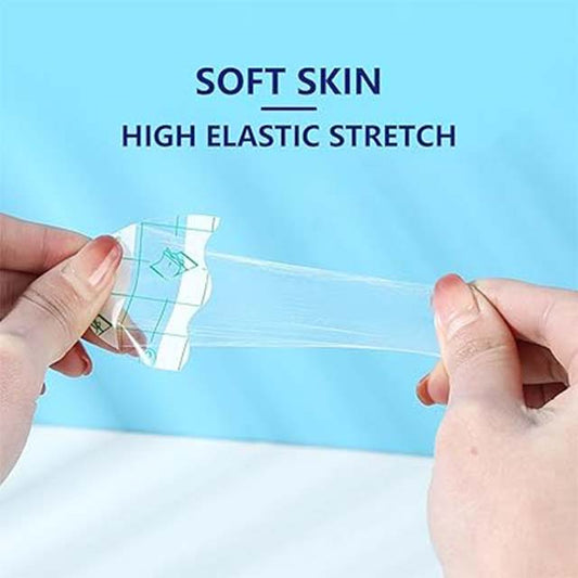 Waterproof Elastic Clear Adhesive Bandages – Transparent Ellipse Film Tapes for Swimming &amp; Shower Protection (1.7 x 2.6 Inch)