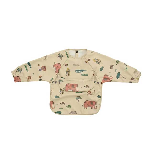 New Children Feeding Aprons Long Sleeve Baby Bib With Pocket Full Cover Kid Gown With Bag Waterproof Long-Sleeve Smock