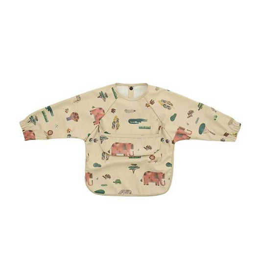 New Children Feeding Aprons Long Sleeve Baby Bib With Pocket Full Cover Kid Gown With Bag Waterproof Long-Sleeve Smock