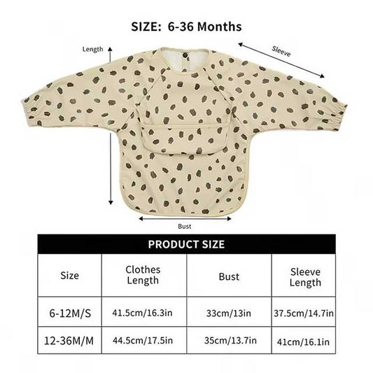 New Children Feeding Aprons Long Sleeve Baby Bib With Pocket Full Cover Kid Gown With Bag Waterproof Long-Sleeve Smock