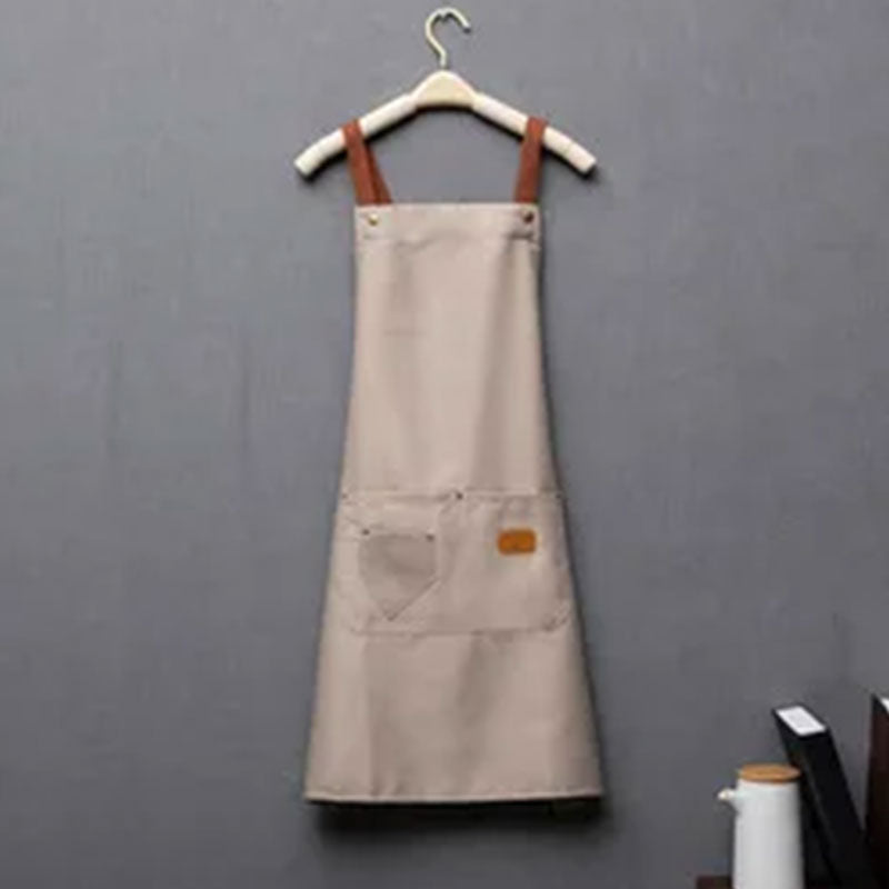 Tablier de cuisine professionnel imperméable – Tablier de travail ajustable à bretelles croisées pour chefs, barbiers et baristas – Tablier de restaurant robuste