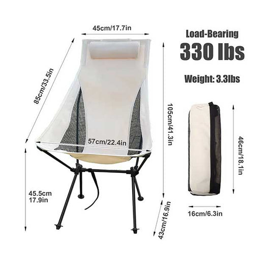 Westtune Portable Folding Camping Chair with Headrest – Lightweight Aluminum Alloy Outdoor Chair for Hiking, Fishing & Travel