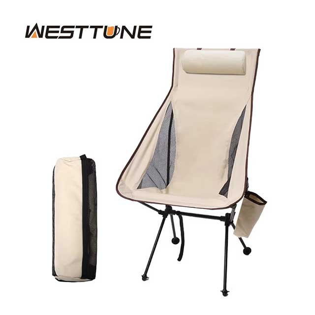 Westtune Portable Folding Camping Chair with Headrest – Lightweight Aluminum Alloy Outdoor Chair for Hiking, Fishing & Travel