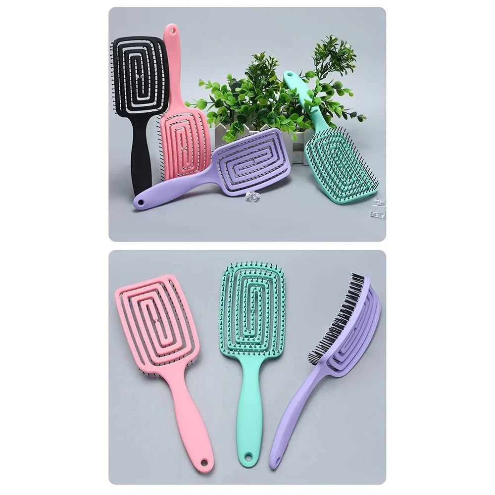 Hair Brush Detangling Comb – Bristle & Nylon Wet Brush for Curly Hair, Women’s Massage Comb, Salon Styling Tool