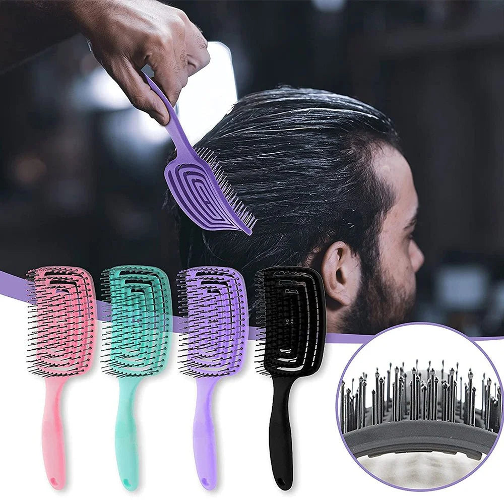 Hair Brush Detangling Comb – Bristle & Nylon Wet Brush for Curly Hair, Women’s Massage Comb, Salon Styling Tool
