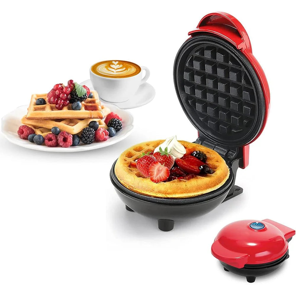 Mini Electric Waffle Maker – Round Non-Stick Breakfast Maker for Waffles, Pancakes & Desserts