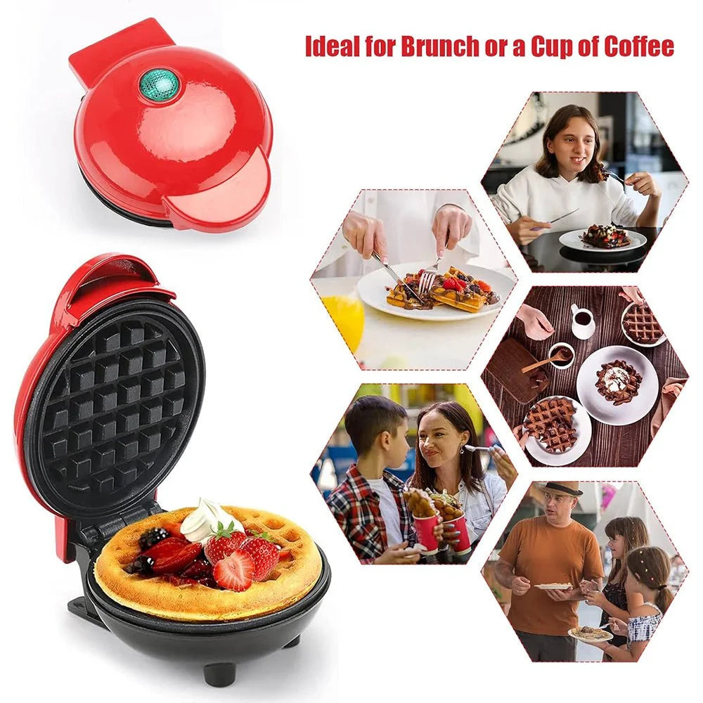 Mini Electric Waffle Maker – Round Non-Stick Breakfast Maker for Waffles, Pancakes & Desserts