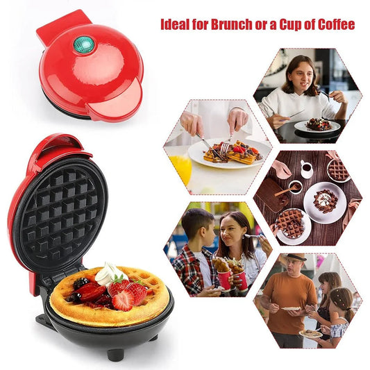 Mini Electric Waffle Maker – Round Non-Stick Breakfast Maker for Waffles, Pancakes & Desserts