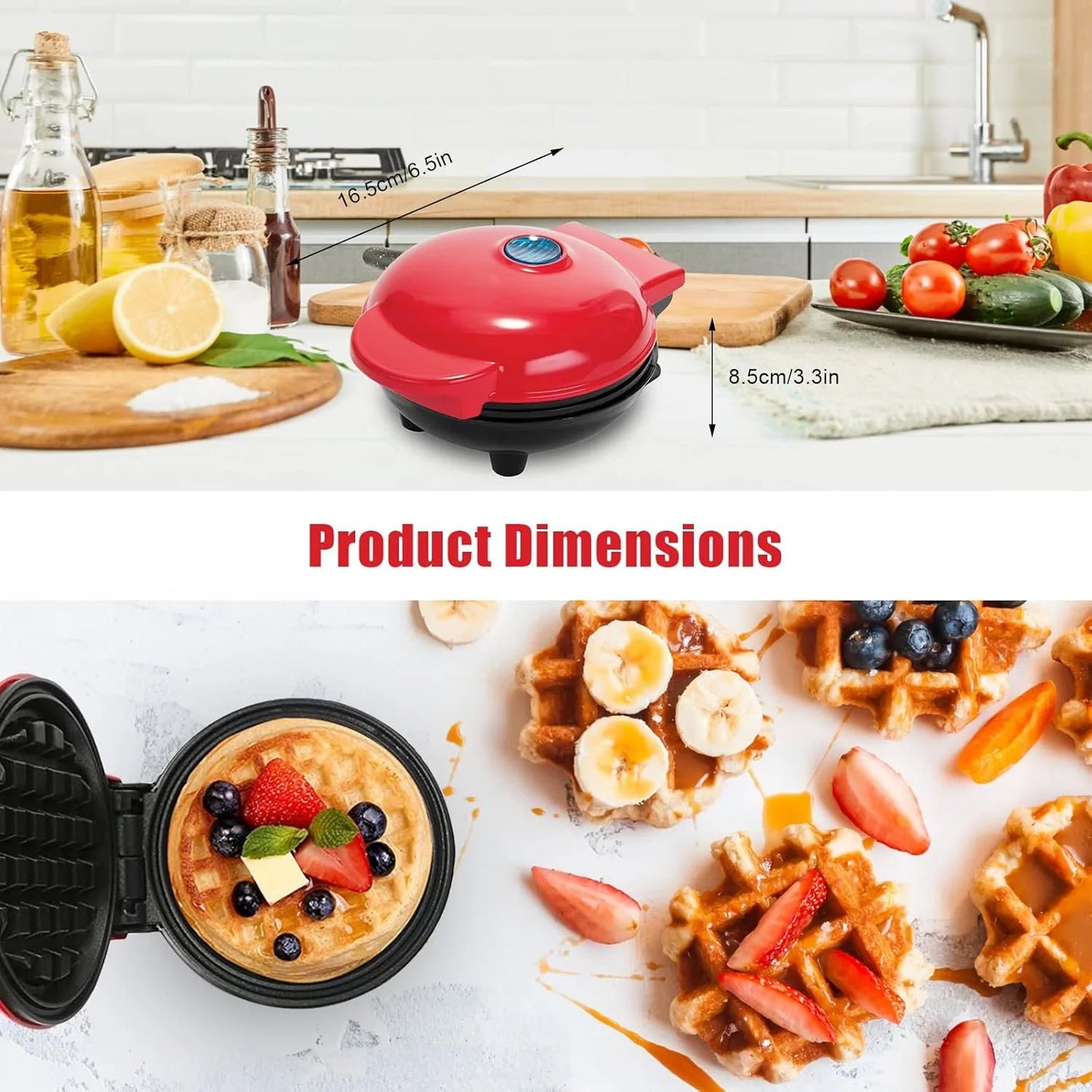 Mini Electric Waffle Maker – Round Non-Stick Breakfast Maker for Waffles, Pancakes & Desserts