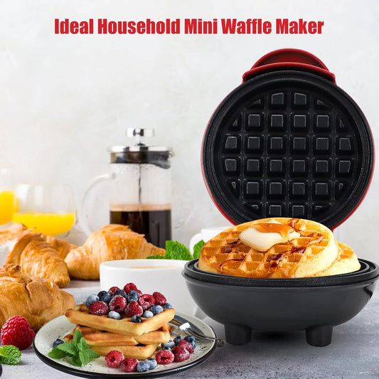 Mini Electric Waffle Maker – Round Non-Stick Breakfast Maker for Waffles, Pancakes & Desserts