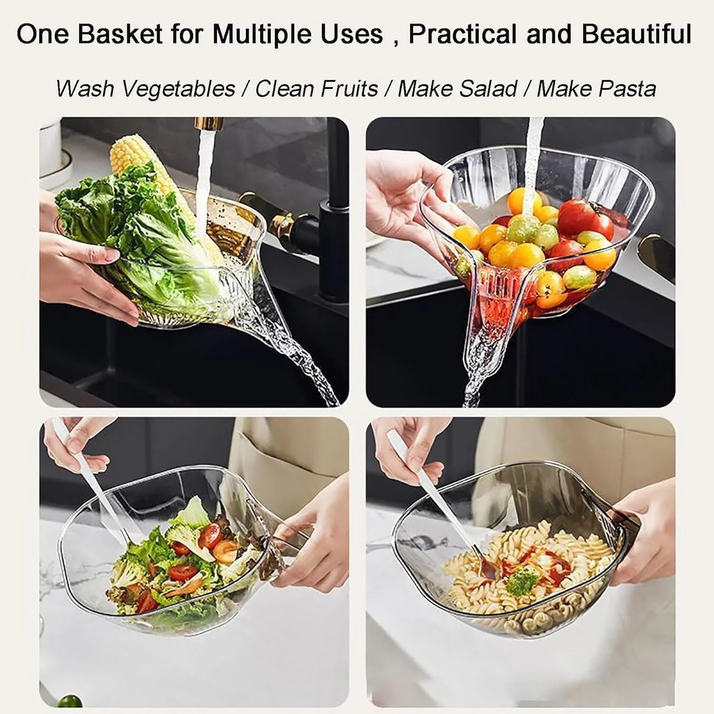 Multifunctional Kitchen Sink Drain Basket – Food Strainer, Washing Basket & Dry-Wet Separation Filter with Cleaning Cloth