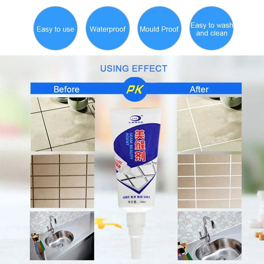 Waterproof Tile Grout Repair Pen & Ceramic Tile Gap Filler – Mold Resistant Seam Repair Adhesive 180ml