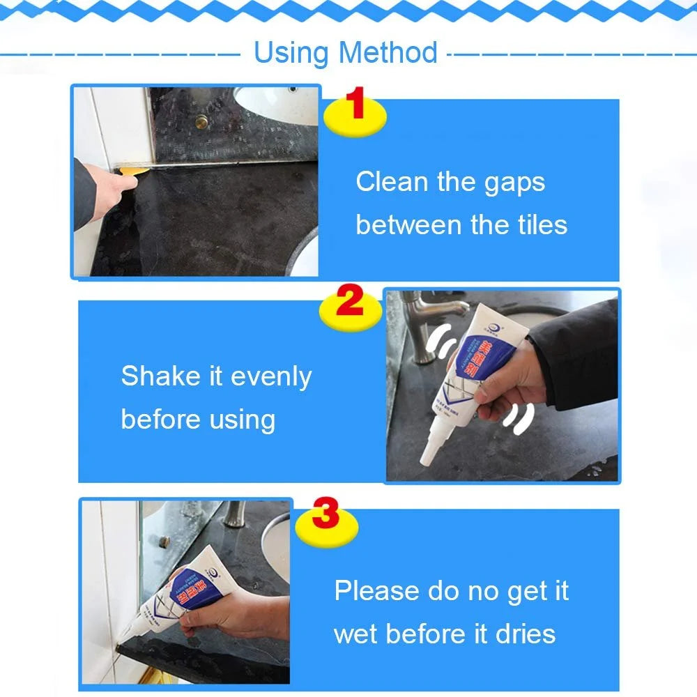 Waterproof Tile Grout Repair Pen & Ceramic Tile Gap Filler – Mold Resistant Seam Repair Adhesive 180ml