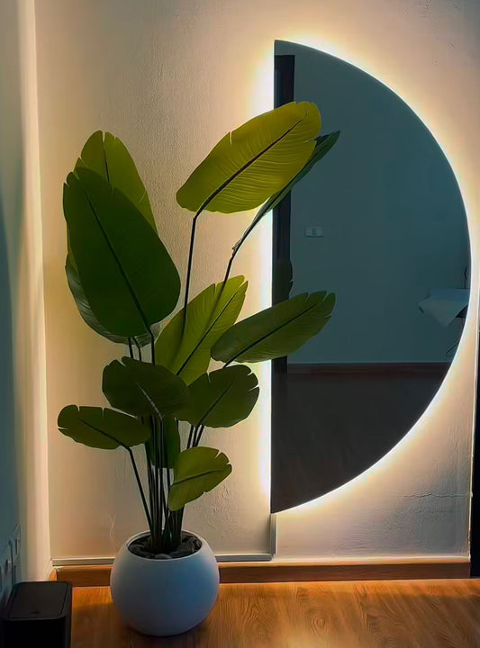 Moon Shaped Wall Mirror with LED (170x60)– Modern Decorative Crescent Mirror for Bedroom & Living Room