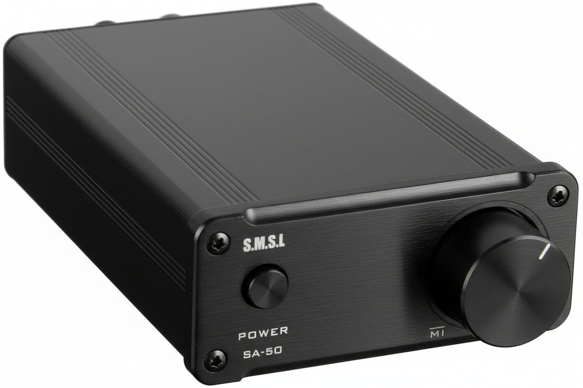 SMSL SA-50 2x50W Amplificateur Stéréo Hi-Fi TDA7492 Classe D avec Adaptateur Secteur | Mini Amplificateur Compact pour Enceintes de Système Audio Domestique