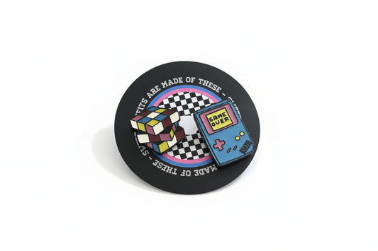 Retro Gaming Enamel Pins Set – Rubik’s Cube & Game Console Pins | Vintage Pop Culture Accessories