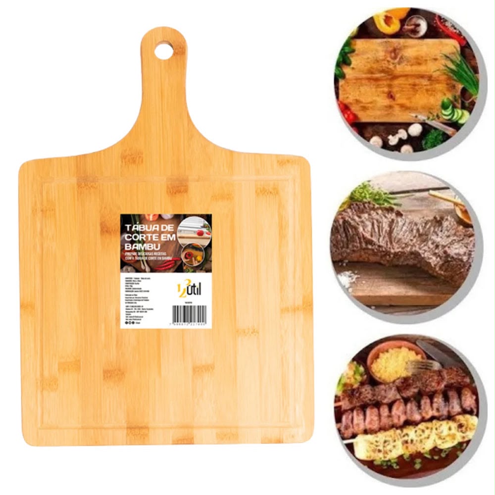 Planche à découper de barbecue en bambou – Grande planche à découper en bois pour barbecue, viande, légumes et préparation des aliments
