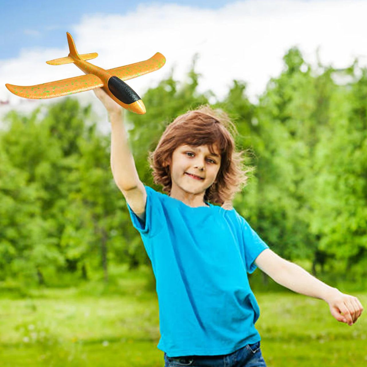 Foam Airplane Glider Toy for Kids – EPP Soft Hand Throw Flying Plane (3D Outdoor Toy, Multi-Color: Yellow, Green, Blue, Orange)