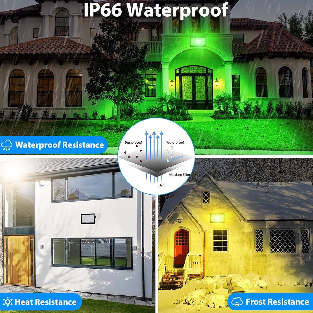 Projecteur LED RGB T-SUNUS 100W – Éclairage extérieur étanche avec télécommande, 16 couleurs et 4 modes pour jardin et fête