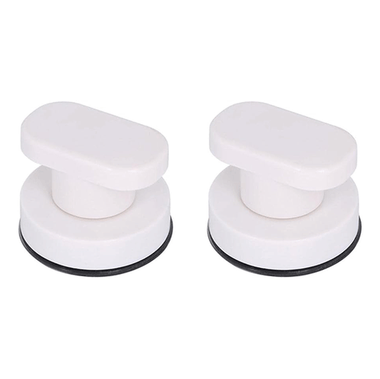 White 2-Piece Suction Cup Glass Mirror Door Handle – Round Bathtub, Shower, Cabinet &amp; Drawer Knob Furniture Accessory