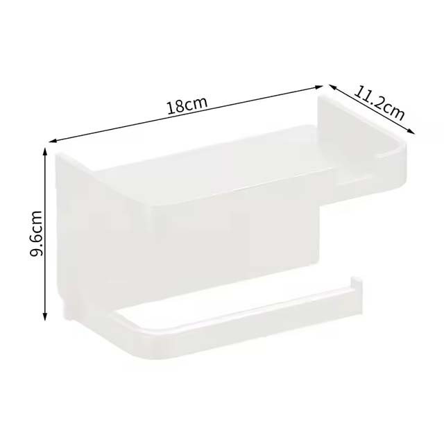 Toilet Paper Holder with Plastic Storage Rack – Wall-Mounted Organizer for Kitchen Towels, Seasoning Bottles &amp; Bathroom Paper Roll, Phone Storage
