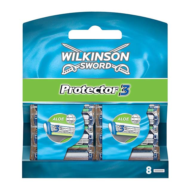 Wilkinson Sword Protector 3 Razor Blades for Men – 8 Pack Premium Shaving Blades