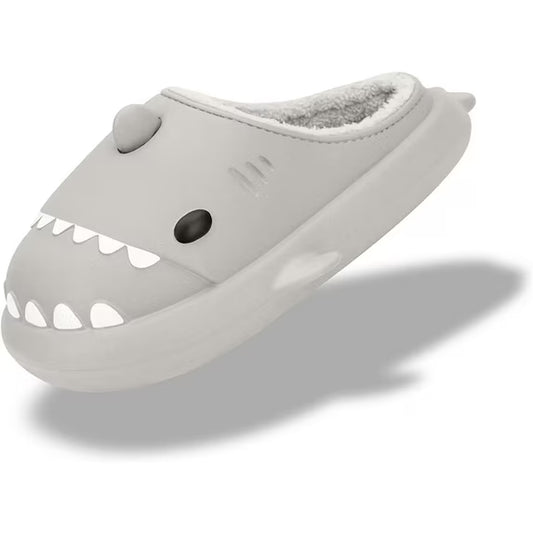 Shark Slippers with Wool Lining – Warm Non-Slip Indoor House Shoes (Size 42–43)