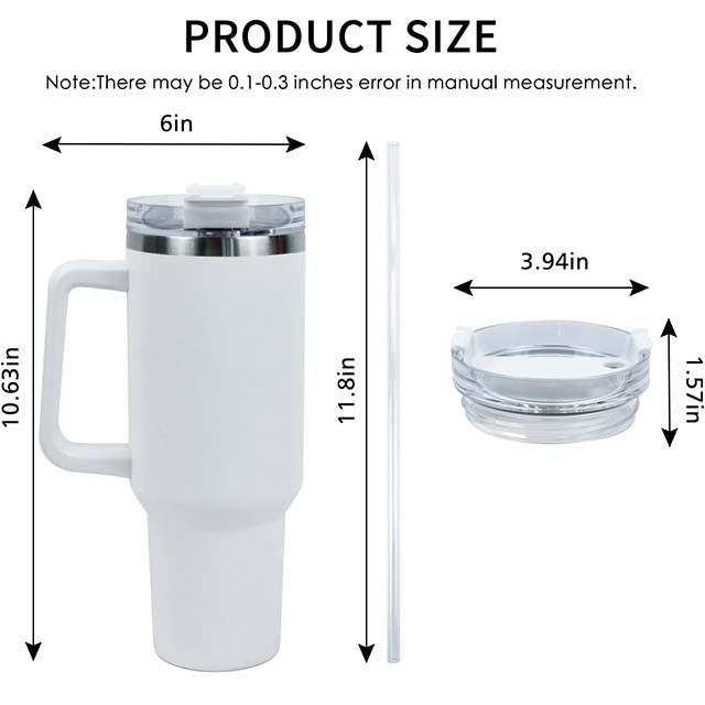 Winter White Insulated Stainless Steel Tumbler with Handle &amp; Straw Lid – Reusable Travel Water Bottle &amp; Coffee Mug