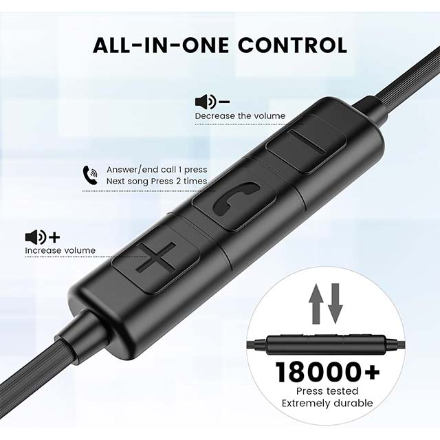 Wired Headphones with Microphone- Noise Cancelling In-Ear Earphones HiFi Stereo Powerful Bass Crystal Clear Audio 3.5mm Earbuds