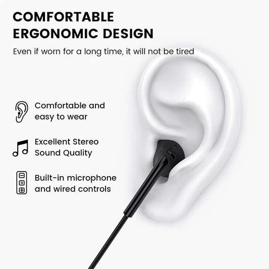 Wired Headphones with Microphone- Noise Cancelling In-Ear Earphones HiFi Stereo Powerful Bass Crystal Clear Audio 3.5mm Earbuds