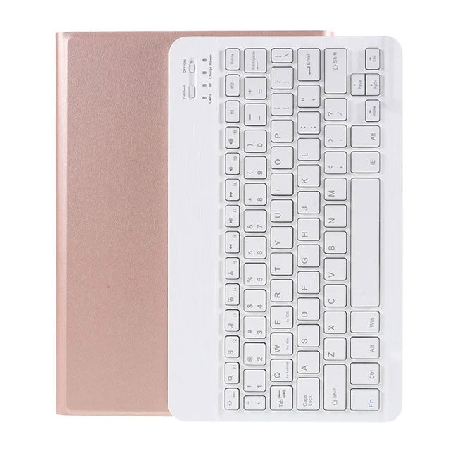 Wireless Bluetooth Keyboard &amp; Leather Stand Cover for Honor Pad 6, Huawei MediaPad T3/C3 10.1, and Enjoy Tablet 2 – Rose Gold