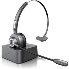 CSL Bluetooth Headphones with Charging Station – Wireless Noise-Canceling Headset for Skype, Call Centers & Multipoint Connectivity