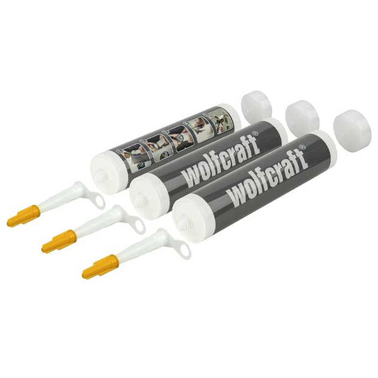 Wolfcraft 4044000 – 310ml Empty Cartridges for Premixed Plaster, 3-Pack for Professional Plastering Applications